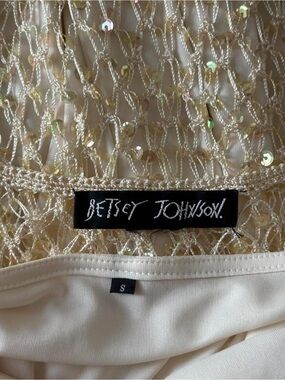 Betsey Johnson Vintage Cream Sequin Crochet Mini Dress